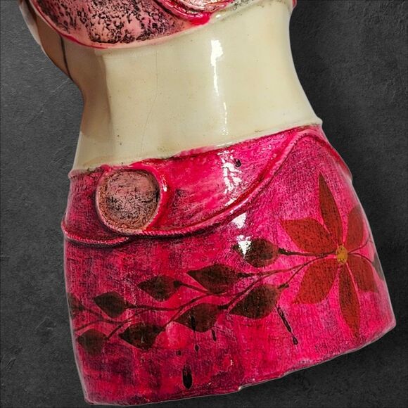 Vintage Papier-Mâché Lady Head Pin Cushion, Gemma Taccogna Style, 8" Pink MCM - Picture 10 of 12